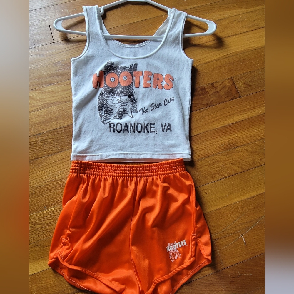 Hooters White Tank and Orange Shorts Set